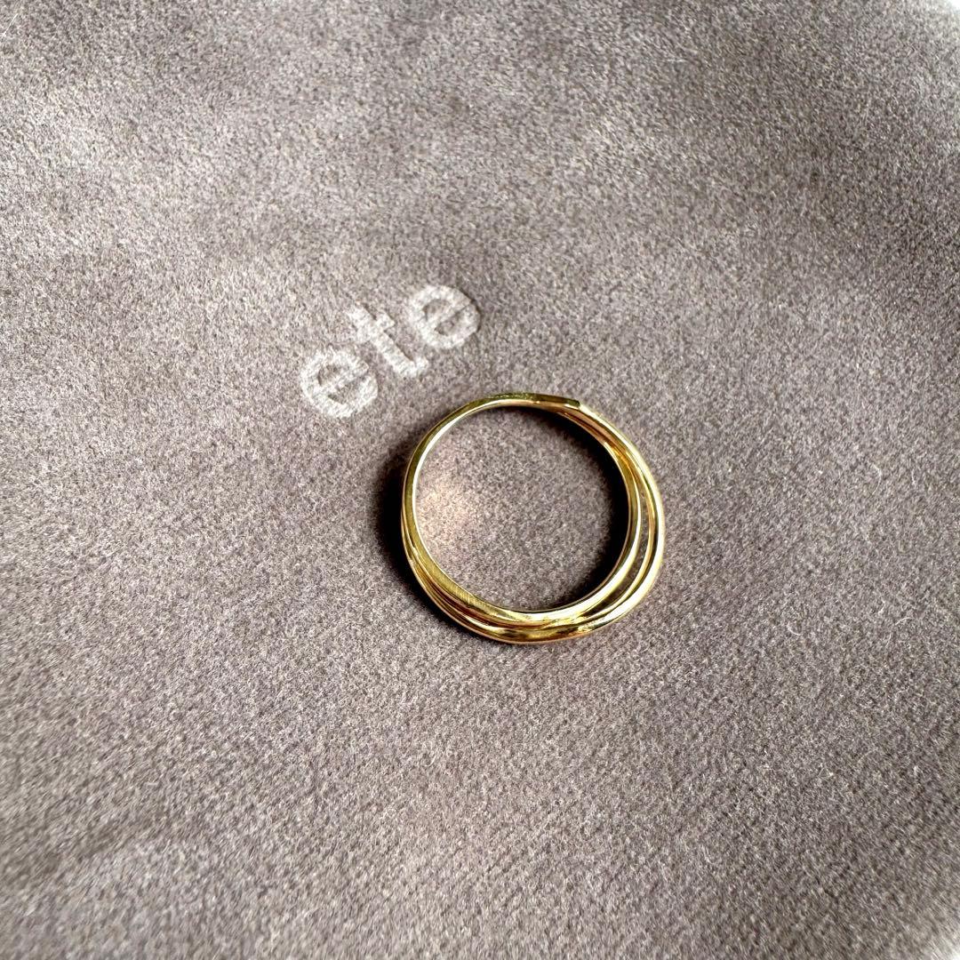 ete エテ レイヤード クロス リング ゴールド k10 7号