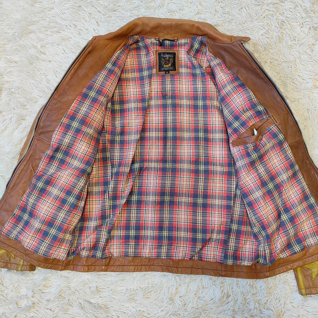 レア品　ショット　シングルライダース 星 スターブラウン サイズ M