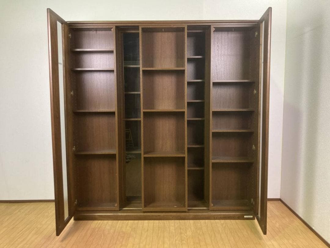 超大型 大容量 スライド式 本棚 飾り棚 キャビネット サイドボード ガラス扉