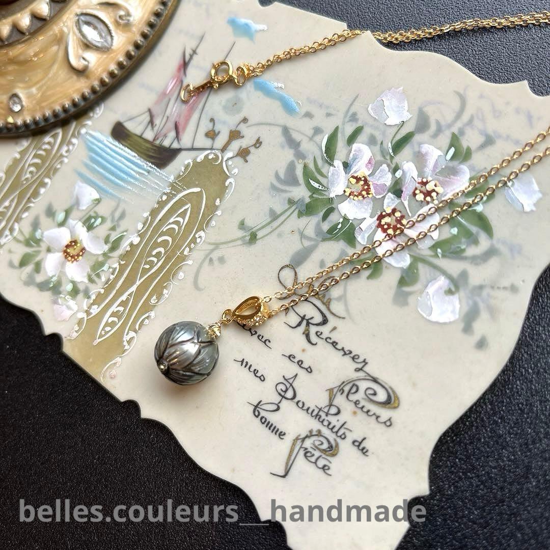 Kaya様ご予約品＊黒蝶&あこやカービング&ブルーフローライト&MOPカービング