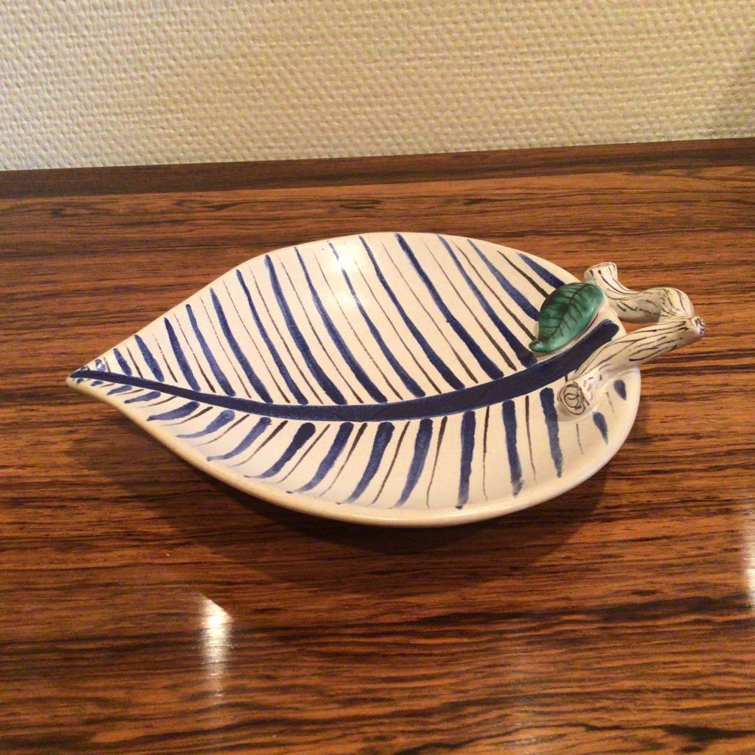 リンドベリのアートピース　リーフ型ファイアンス　超希少品