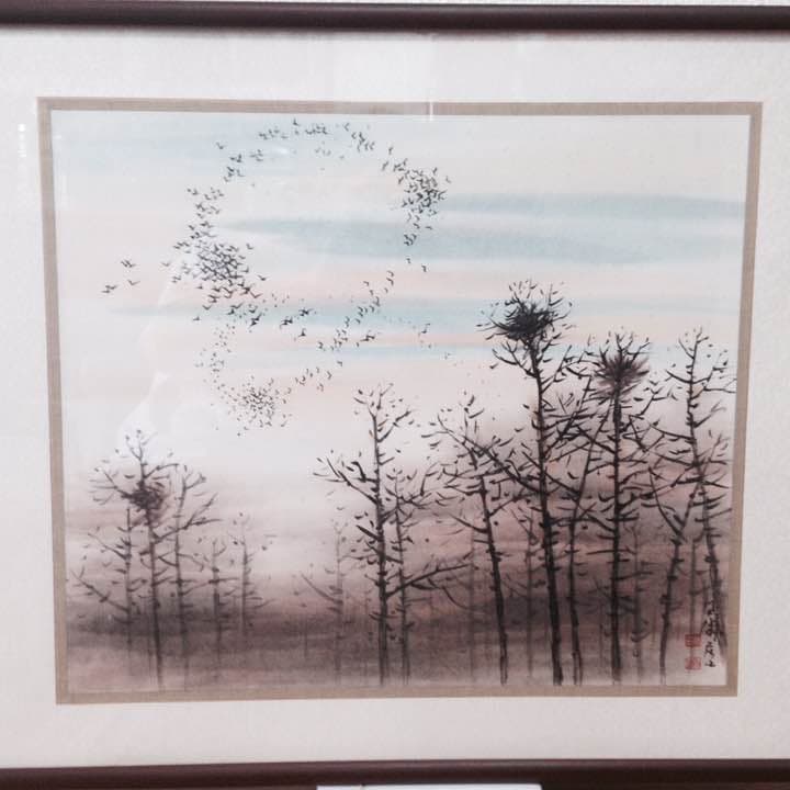 真筆 東洋画 郭 楠培 作「晩秋」