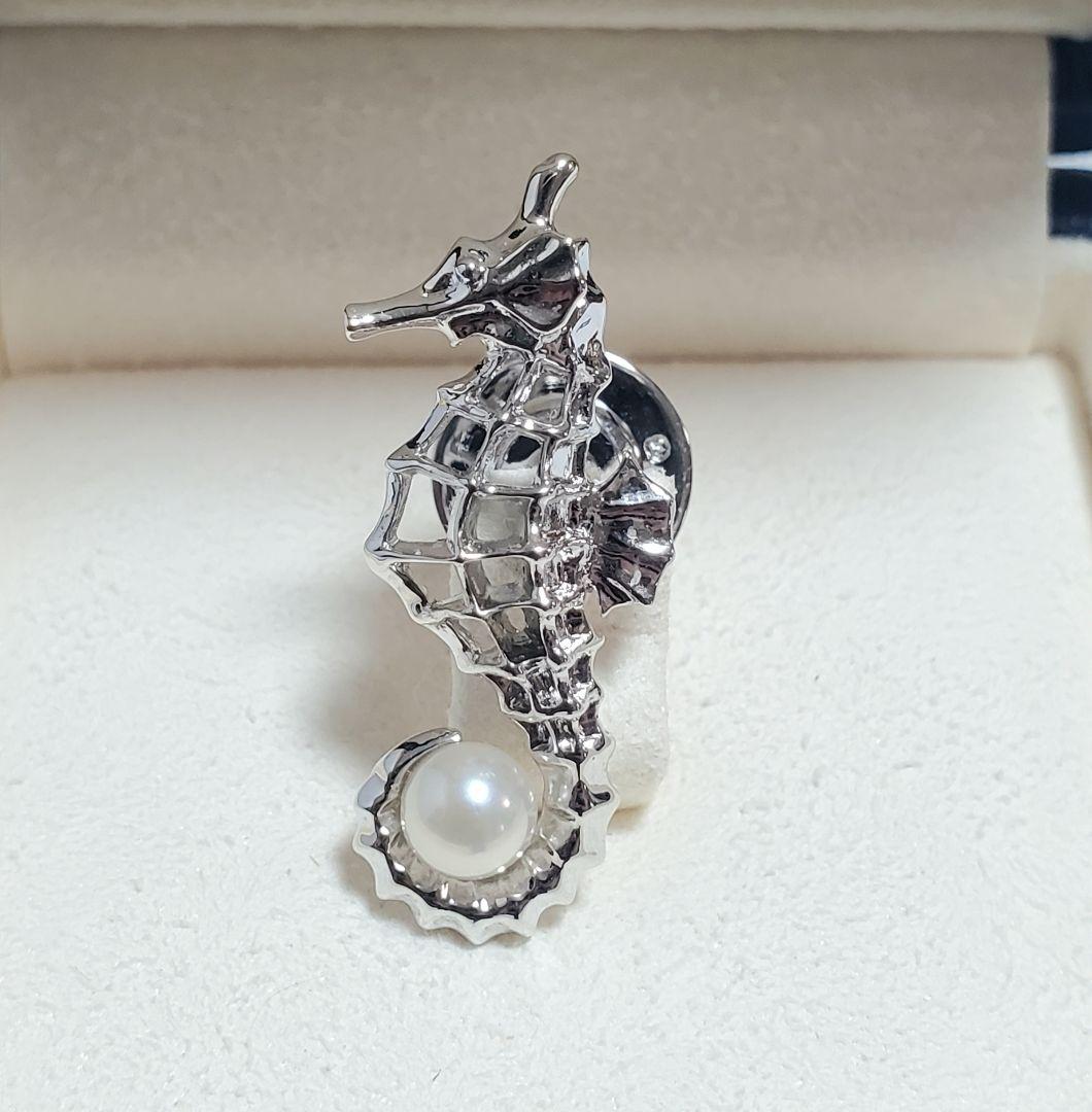 MIKIMOTO タツノオトシゴ パール ピンブローチ