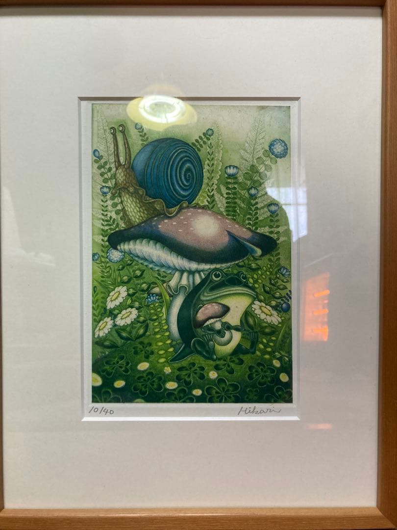 広瀬ひかり　カエル　オリジナル銅版画カエル2点・絵本1冊のセット