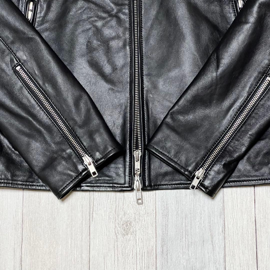 ジャーナルスタンダード　レザージャケット ノーカラー　シングルライダース　羊革