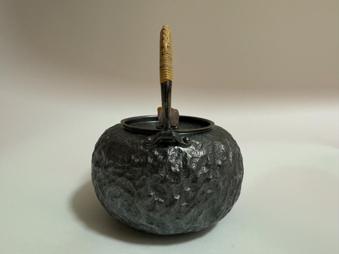 純銀製 瑪瑙摘み ひしき 岩目 湯沸 銀瓶 煎茶道具