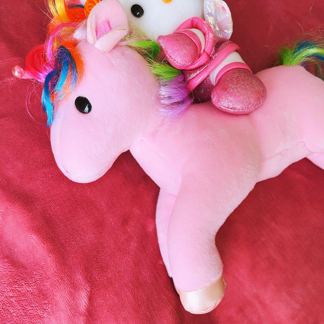希少激レア　ハローキティ　ぬいぐるみ　ユニコーン　レインボー　ウイングピース