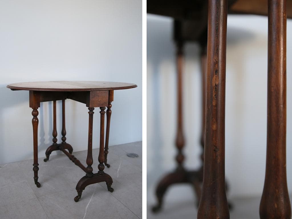 英国アンティーク木製ゲートレッグテーブル/ダイニング机/バタフライ(89-311