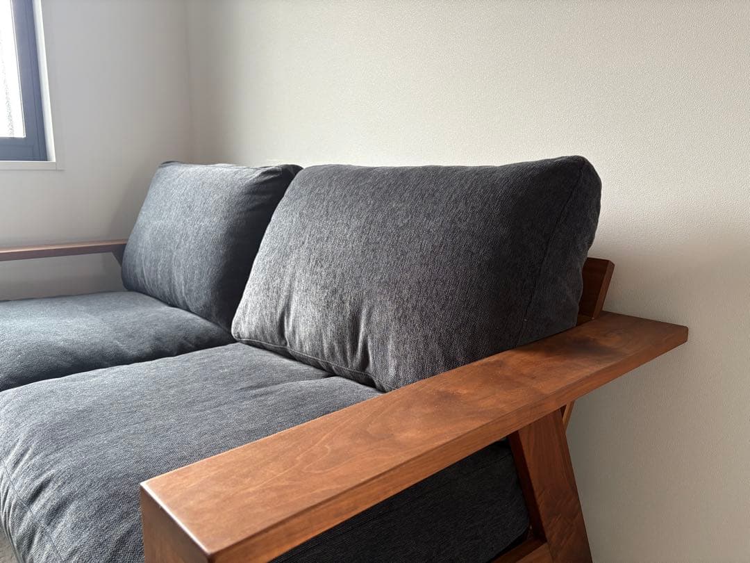 【送料込み】ソファ 2人掛け 木製フレーム ウォールナット