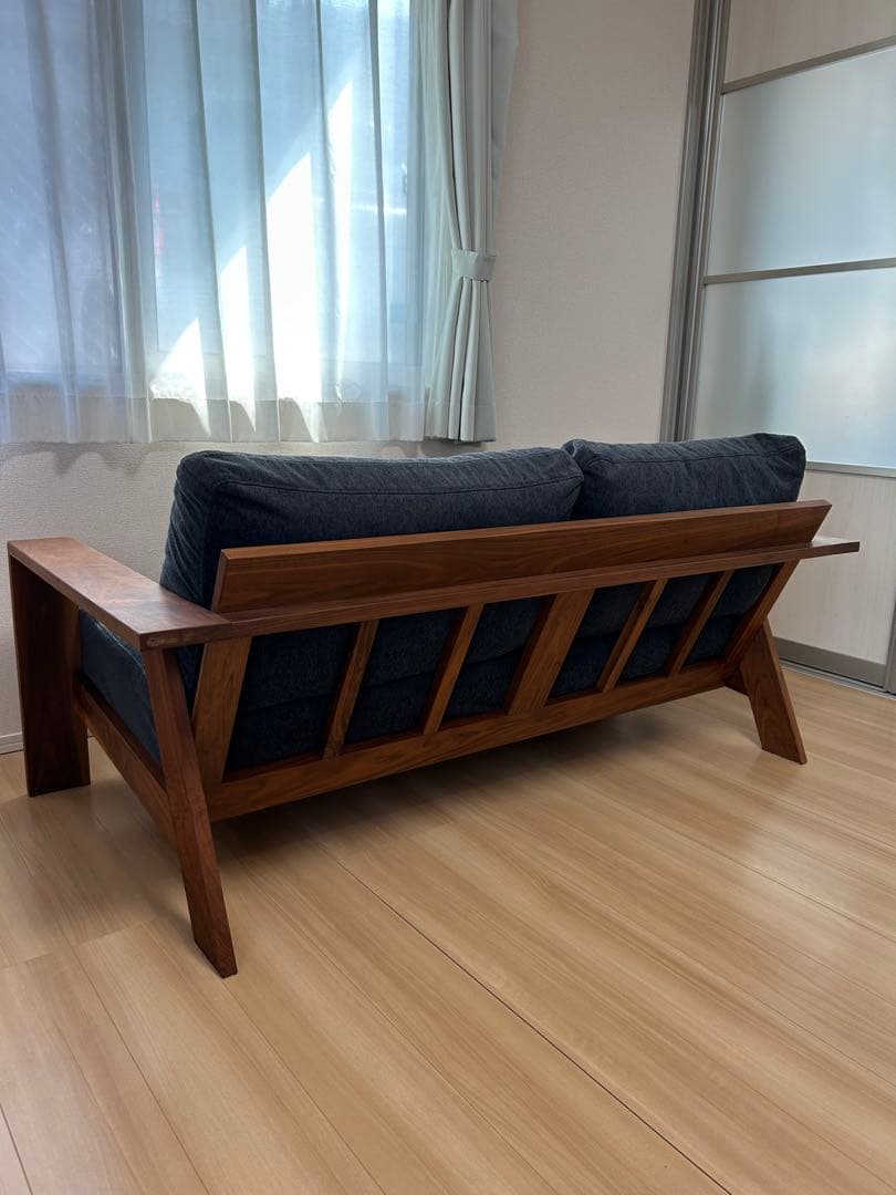 【送料込み】ソファ 2人掛け 木製フレーム ウォールナット