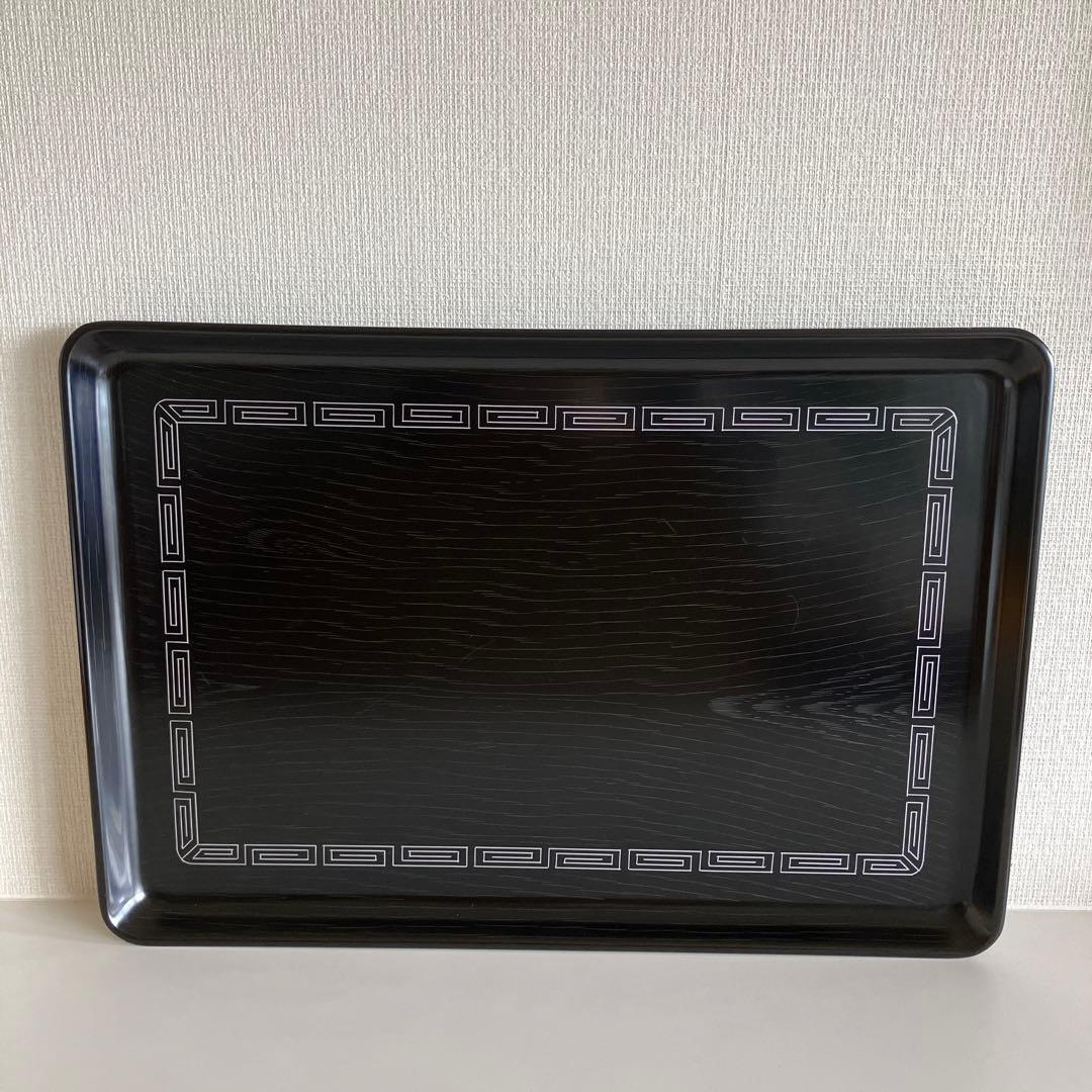 輪島塗　漆器　角盆と茶托5枚　雷紋