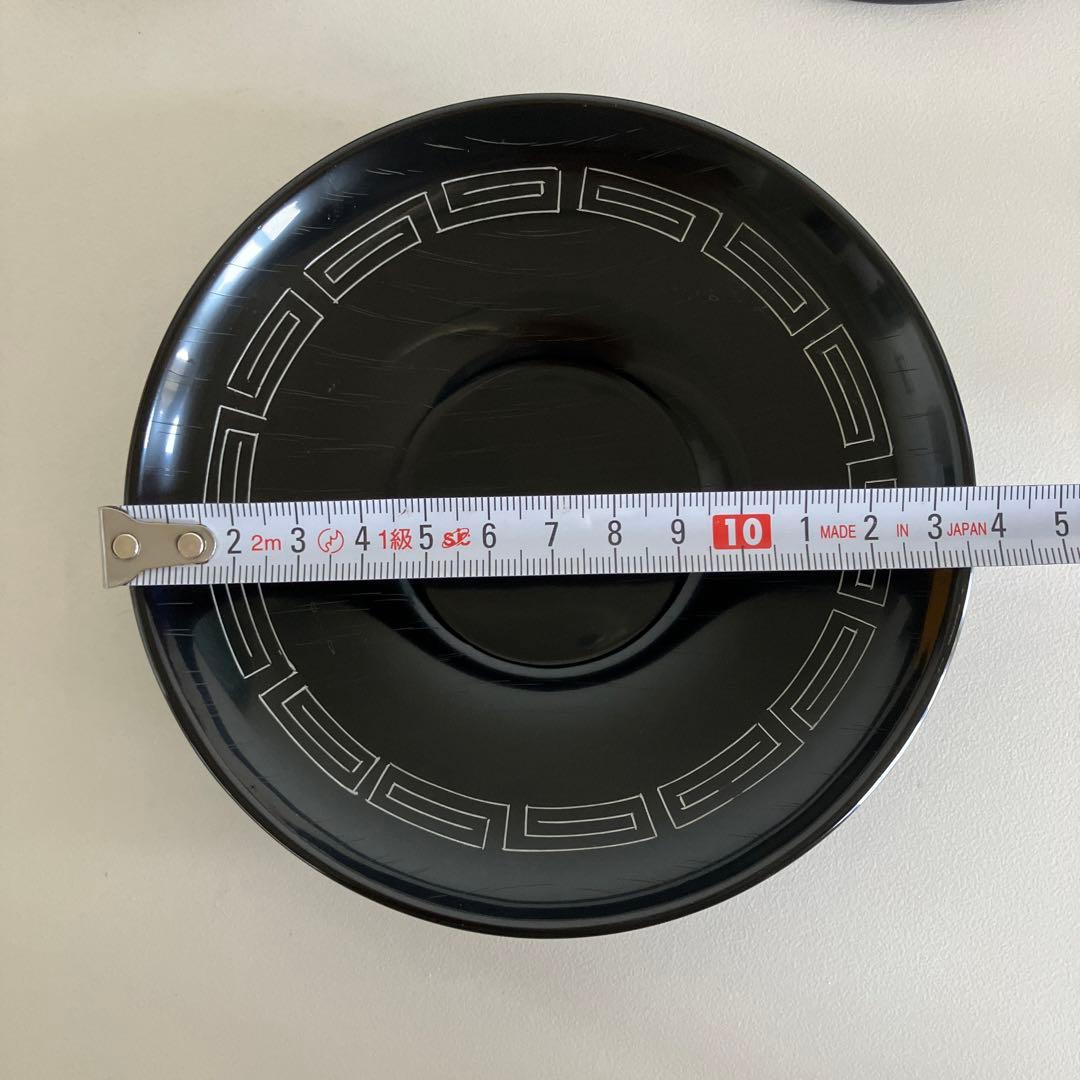 輪島塗　漆器　角盆と茶托5枚　雷紋