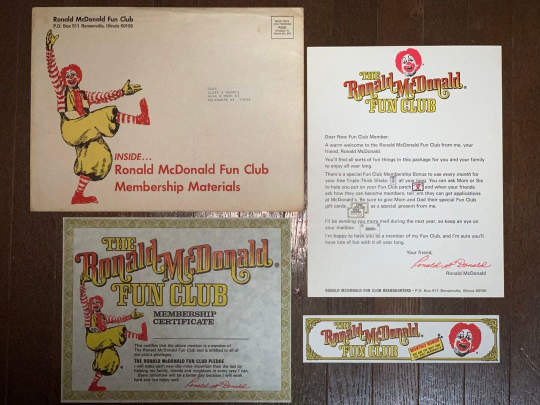 1970 アメリカ　マクドナルド　紙もの　ヴィンテージ　レア　印刷物