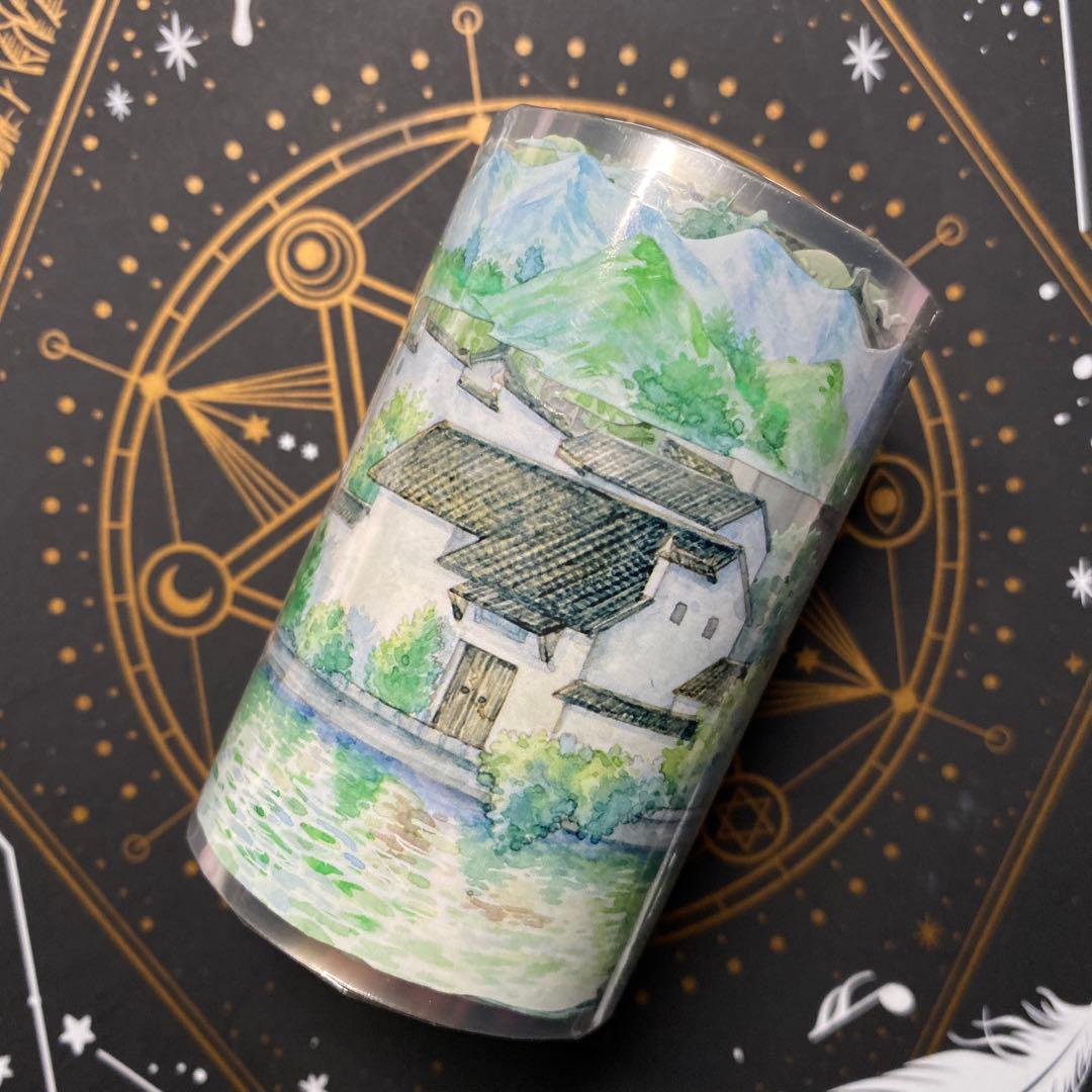 【R】海外　10m巻貝殻光/PETマスキングテープ　お花系/背景系/古風系/植物