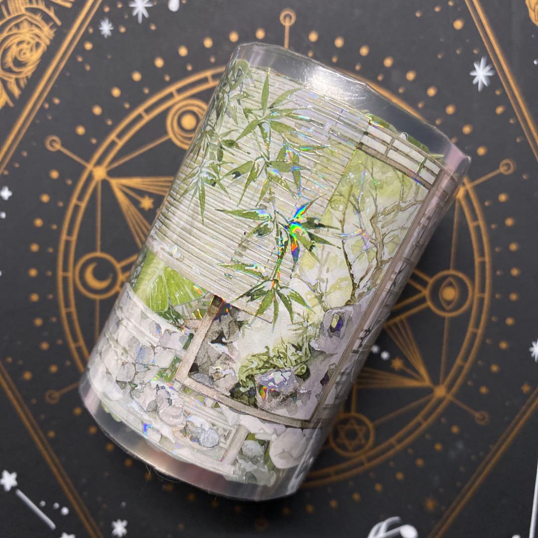 【R】海外　10m巻貝殻光/PETマスキングテープ　お花系/背景系/古風系/植物