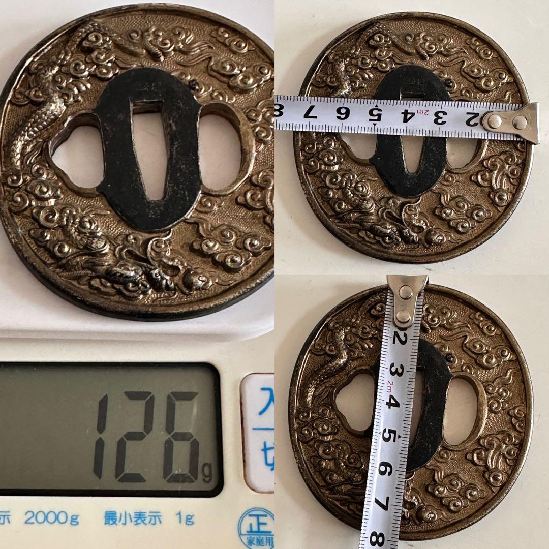 刀鍔 三点まとめ　武具 鍔 模造刀　銅地　合金　金属工芸 25713