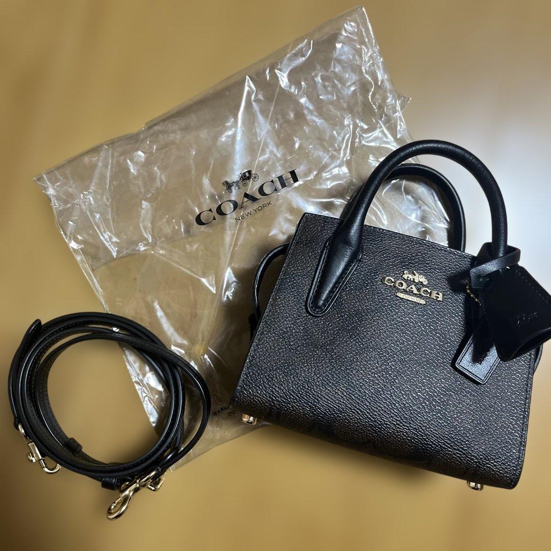 新品COACH ミニハンドバッグ　ブラウン シグネチャー　ショルダーバッグ　福袋