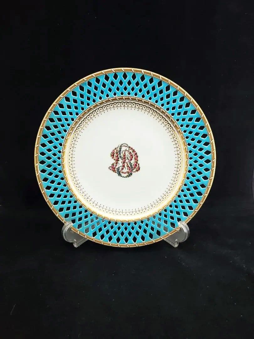 オールドミントン 花文字絵皿 19世紀