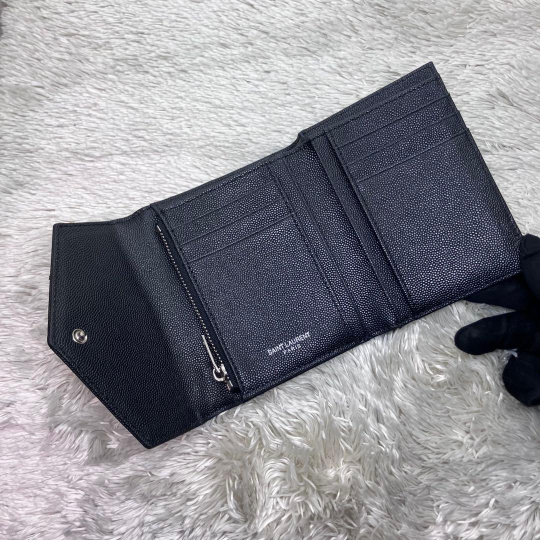 美品✨ サンローラン 三つ折り財布 カサンドラ キャビアスキンYSL レター型