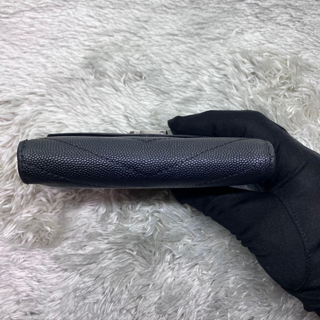 美品✨ サンローラン 三つ折り財布 カサンドラ キャビアスキンYSL レター型