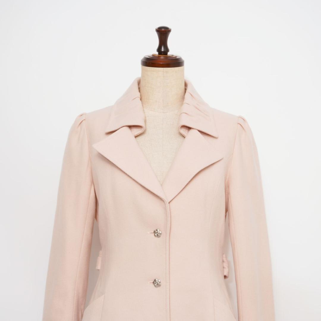 Rene カメリアボタンチェスターコート Aライン ピンク サイズ34*JD61