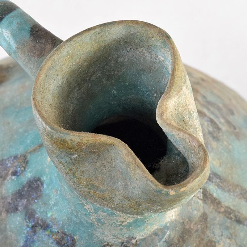 ペルシャ陶器　青釉銀化　水注　執壷　V　R8525