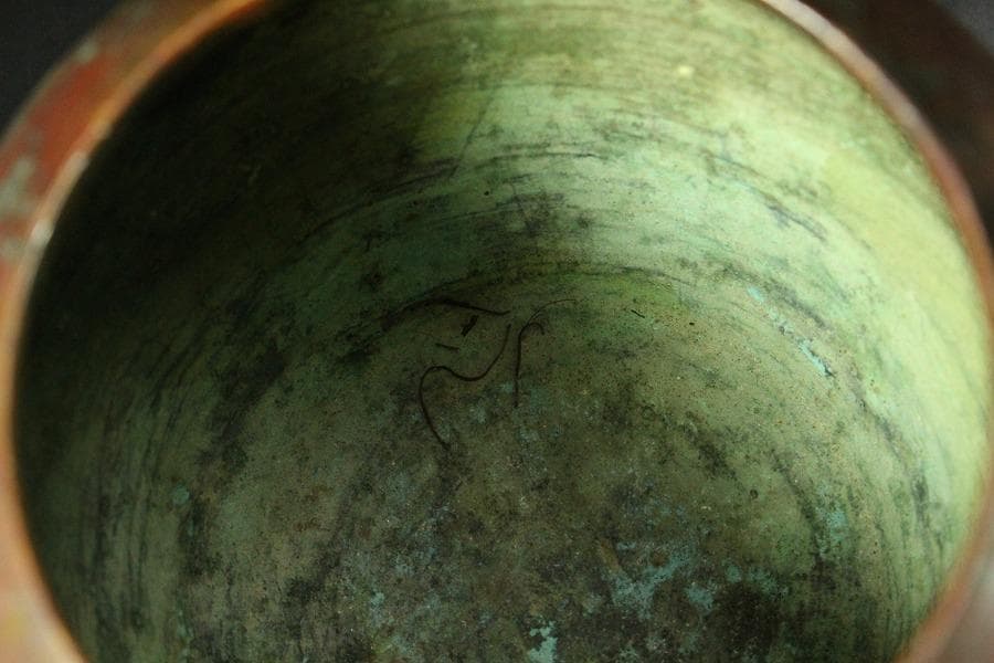 茶道具 奇木 手付 煙草盆 古銅火入 香炉 珍品(K-YC391)