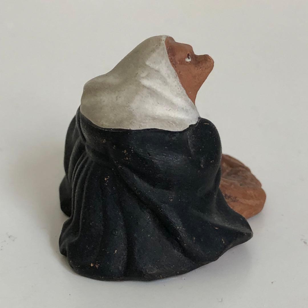 時代物　豆坊　陶器製　小さな豆狸人形　在銘　置物日本人形　郷土玩具　豆人形