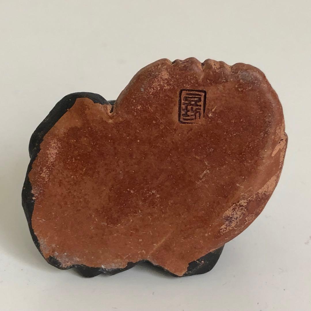 時代物　豆坊　陶器製　小さな豆狸人形　在銘　置物日本人形　郷土玩具　豆人形