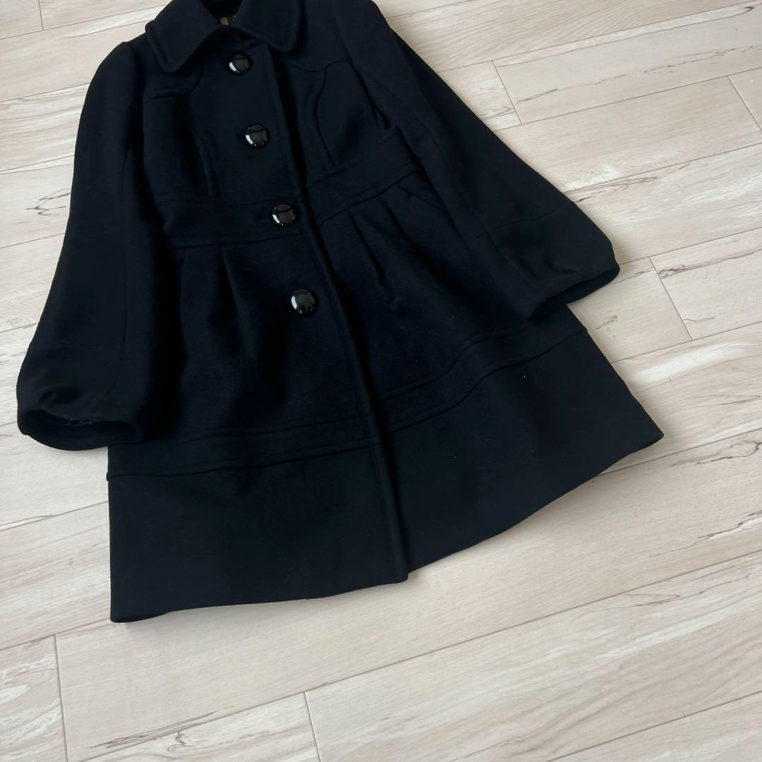 バーバリーブルーレーベル　ウールコート　チェック　Aライン　フレアスリーブ