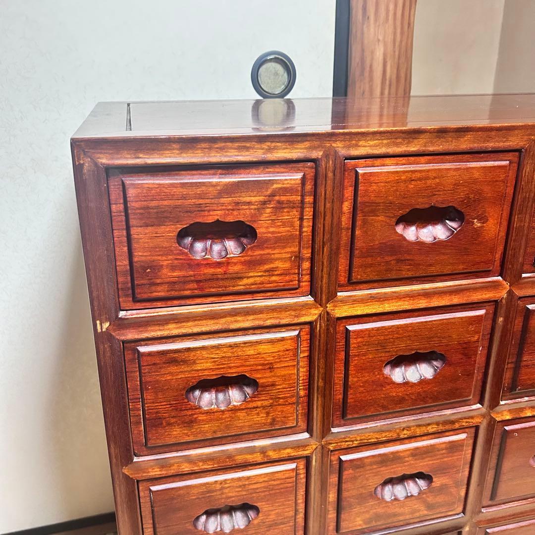 高級銘木 唐木 花梨 無垢材 小箪笥 薬箪笥 薬棚 タンス チェスト 小引き出し