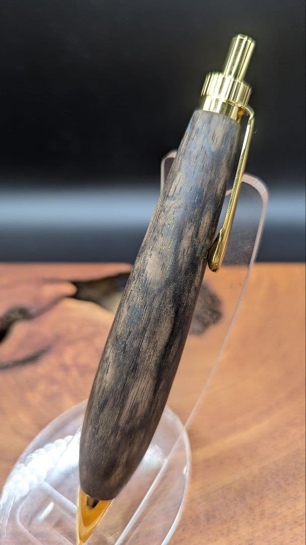 560極上　黒柿孔雀杢　木軸シャーペン　ボールペン　太軸