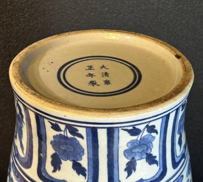 S8016　大清擁正年製　青花　唐物　大花瓶　中国古玩　花瓶　花器