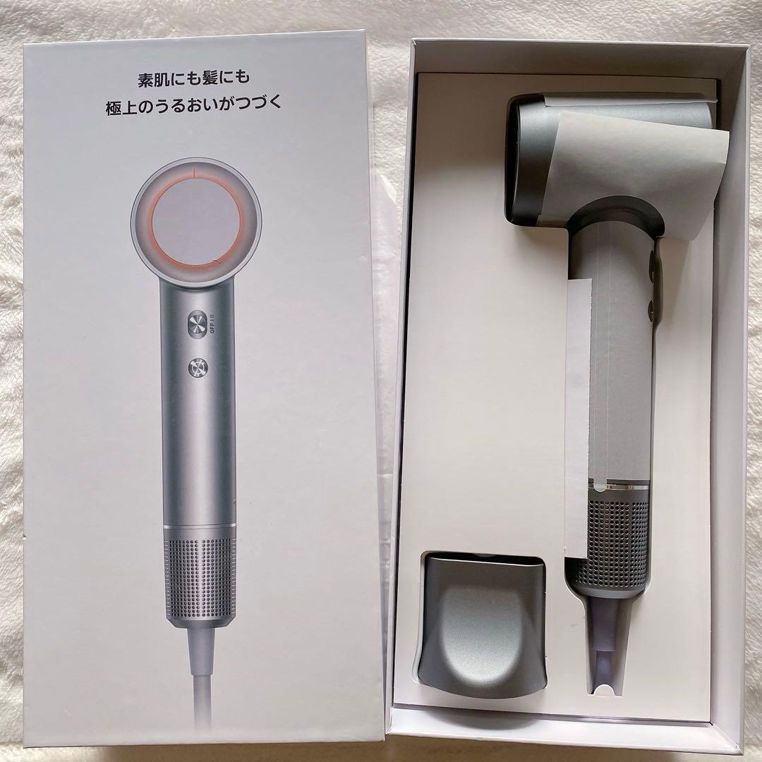 ★❣️大特価❣️ヘアドライヤー 大風量 グレー 速乾 静音 LEDライトリング