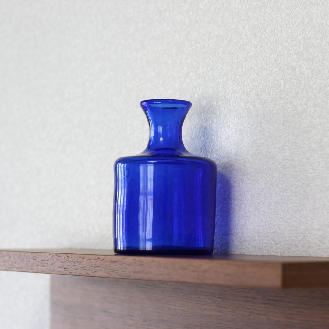 【サイン有り】エリックホグラン　Erik Hoglund　ブルーガラス 花器花瓶