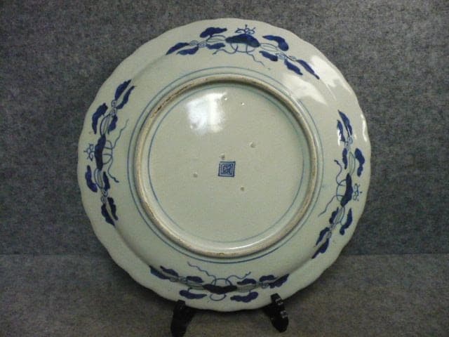 伊万里 風景図 染付 大皿 [B31359]