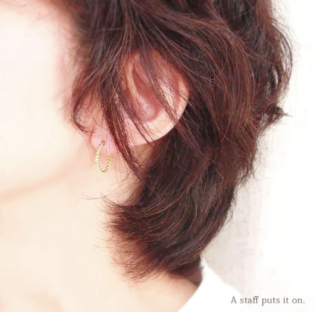 美品！k18YG フープ ピアス喜平チェーン