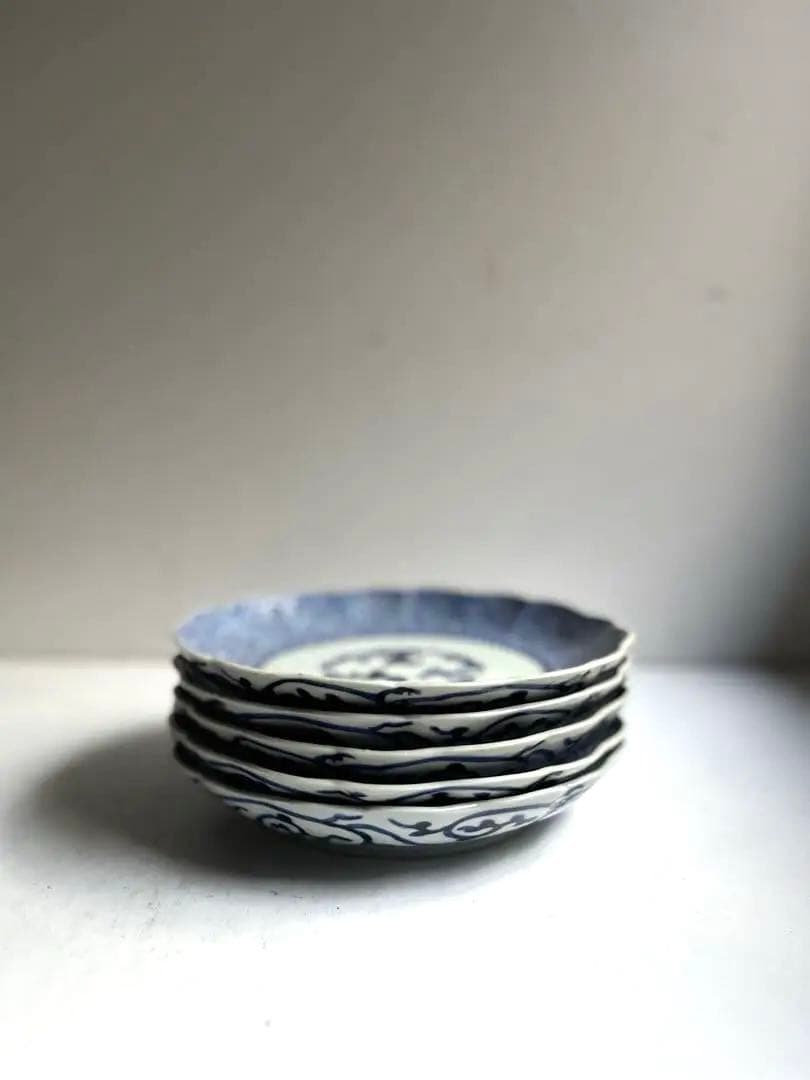 【TOYA様リクエスト】904 骨董 古伊万里 微塵唐草輪花皿 3点