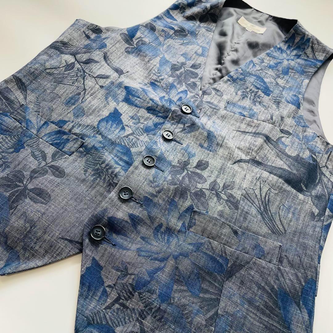 ジャンネット ベスト メンズ ジレ 花柄 総柄 シングル46 イタリア製
