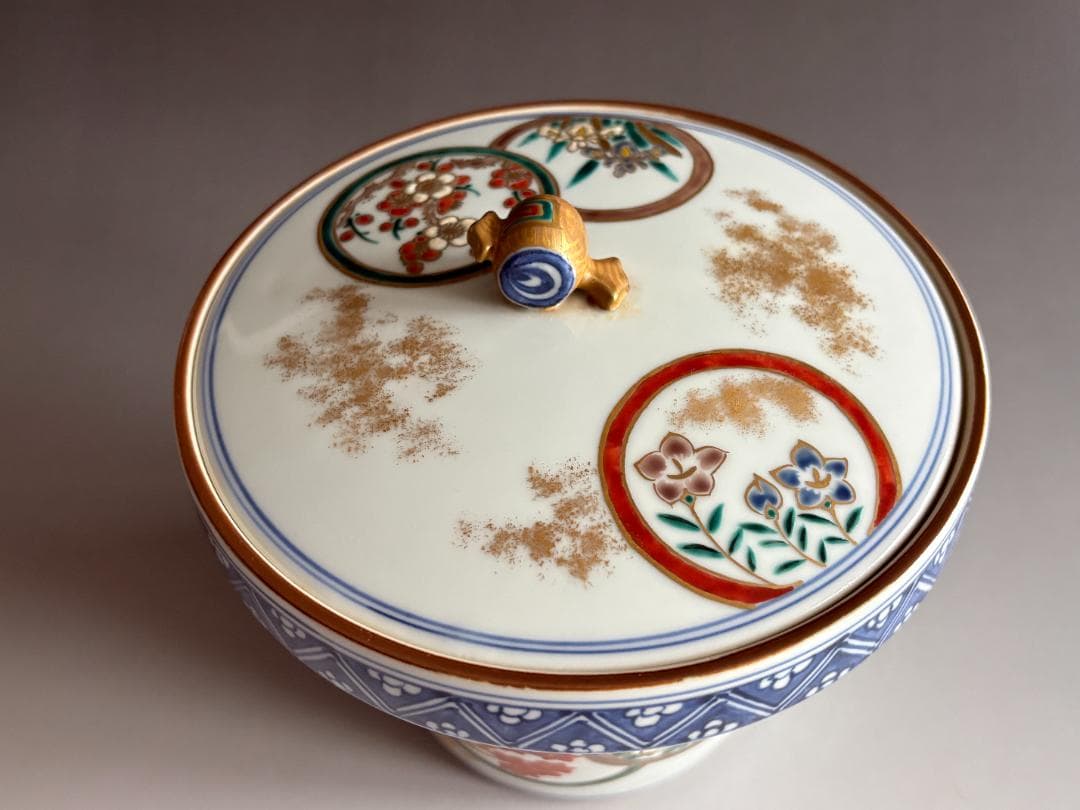 色絵丸紋　末広水指　平安秀峰　茶道具