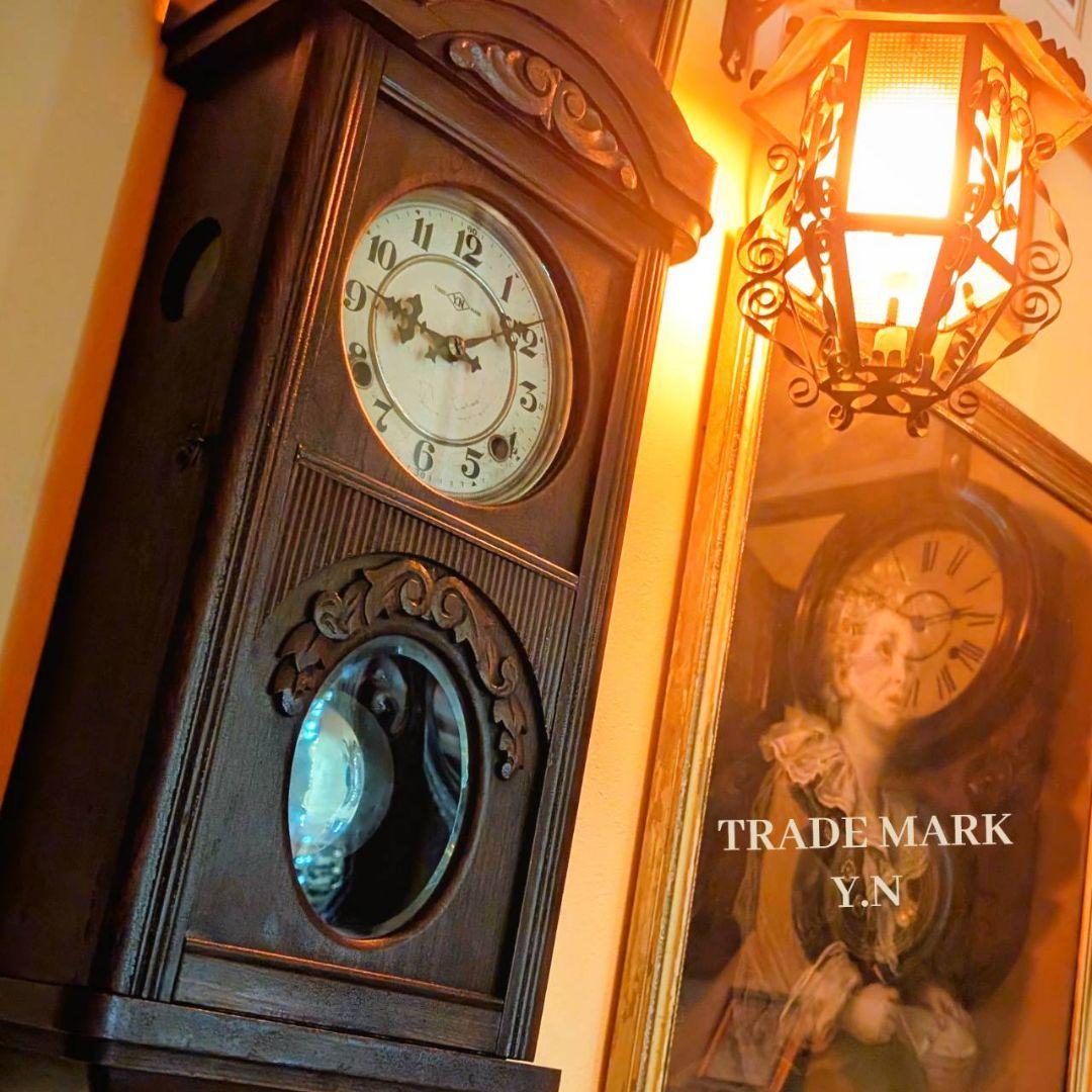 古時計　アンティーク掛時計　宮型掛時計　振り子時計