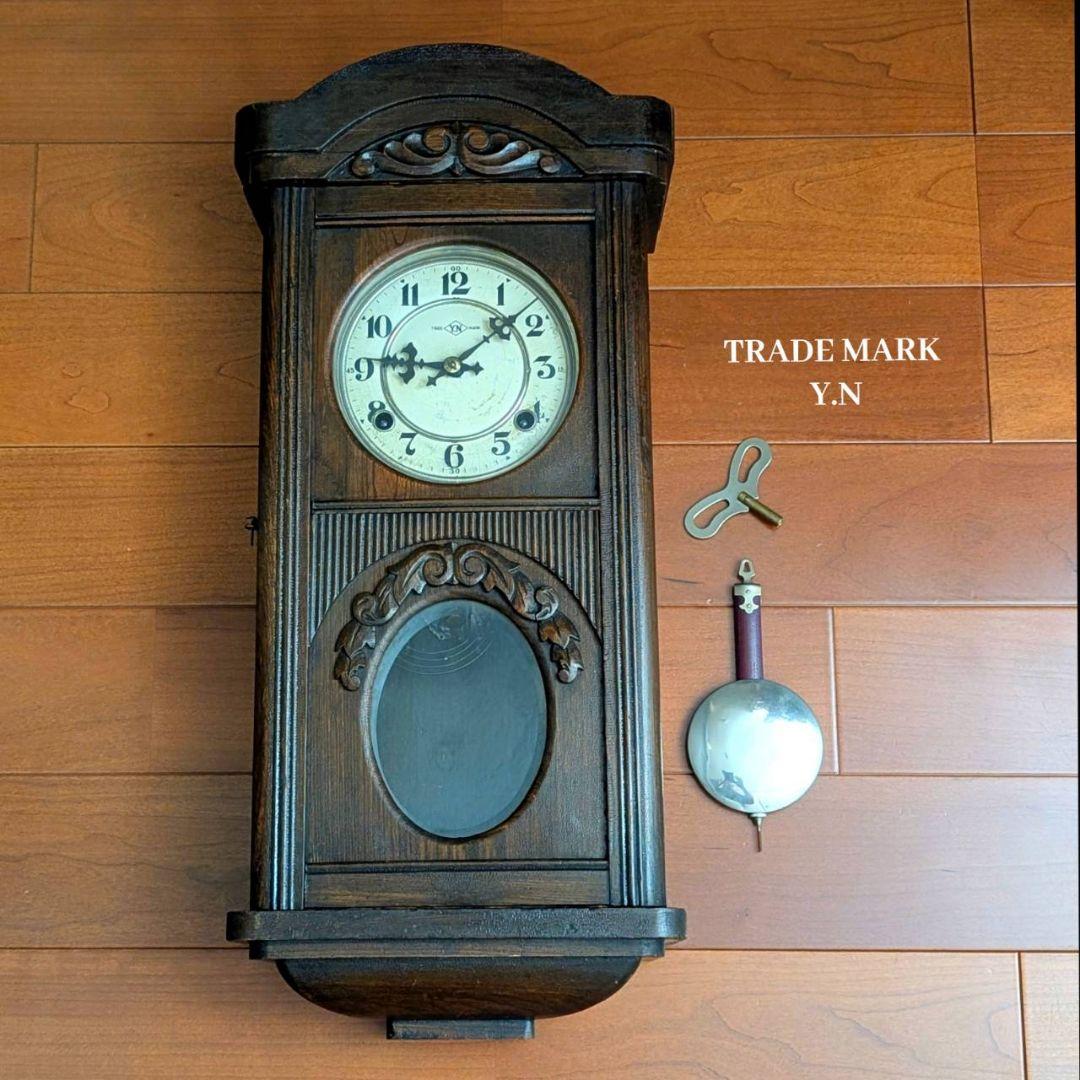 古時計　アンティーク掛時計　宮型掛時計　振り子時計