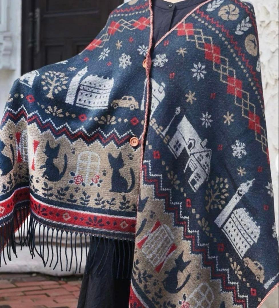 【完売品】ジブリ魔女の宅急便ストール コリコの街