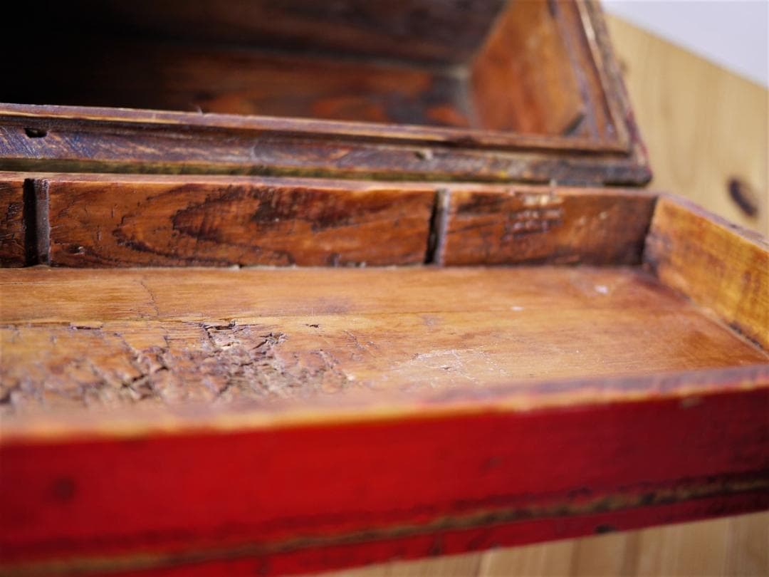 赤塗木箱　バニティージュエリーボックス　双喜吉祥図案　祝結婚記念　中国