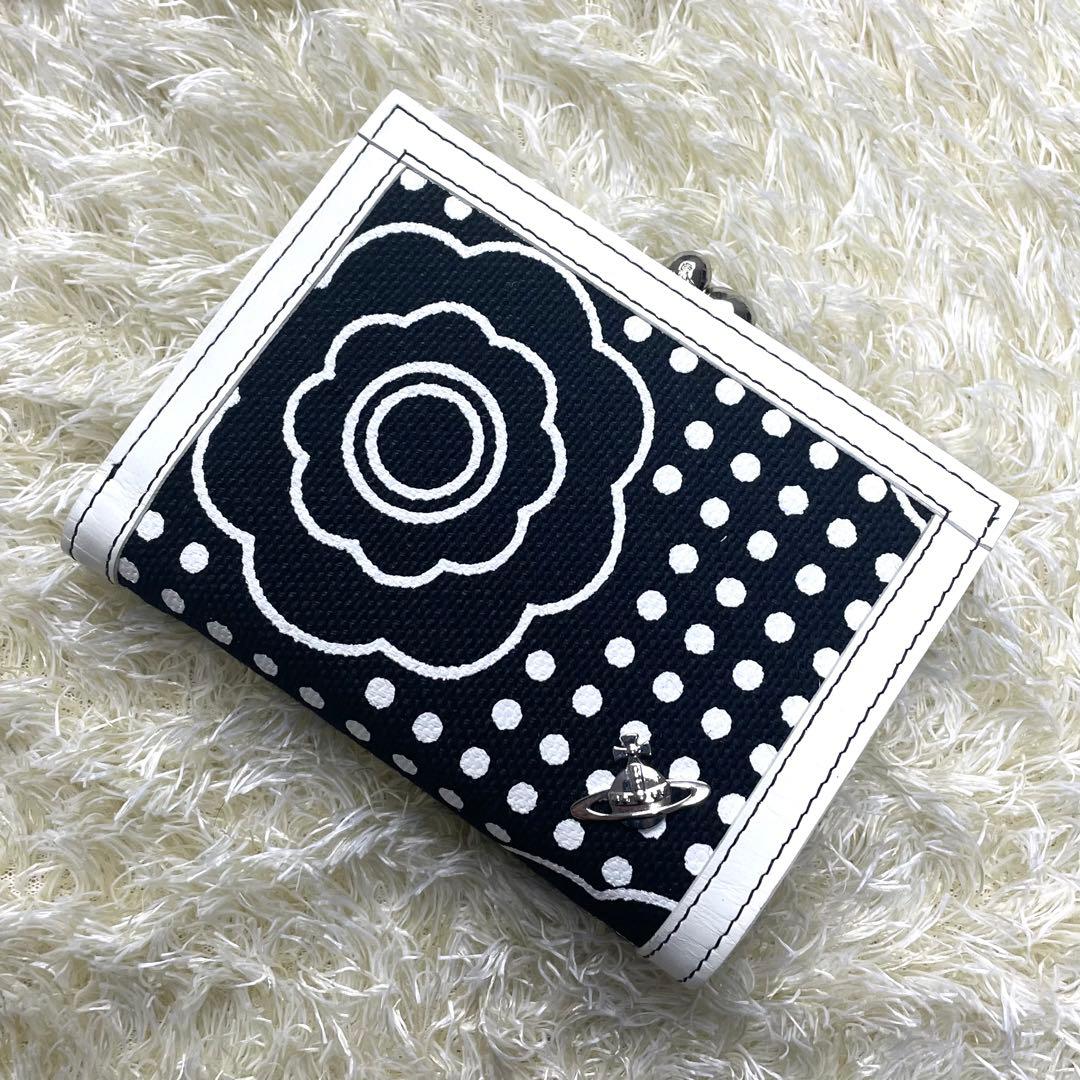 極美品 箱付き ヴィヴィアンウエストウッド 折り財布 がま口 総柄 キャンバス