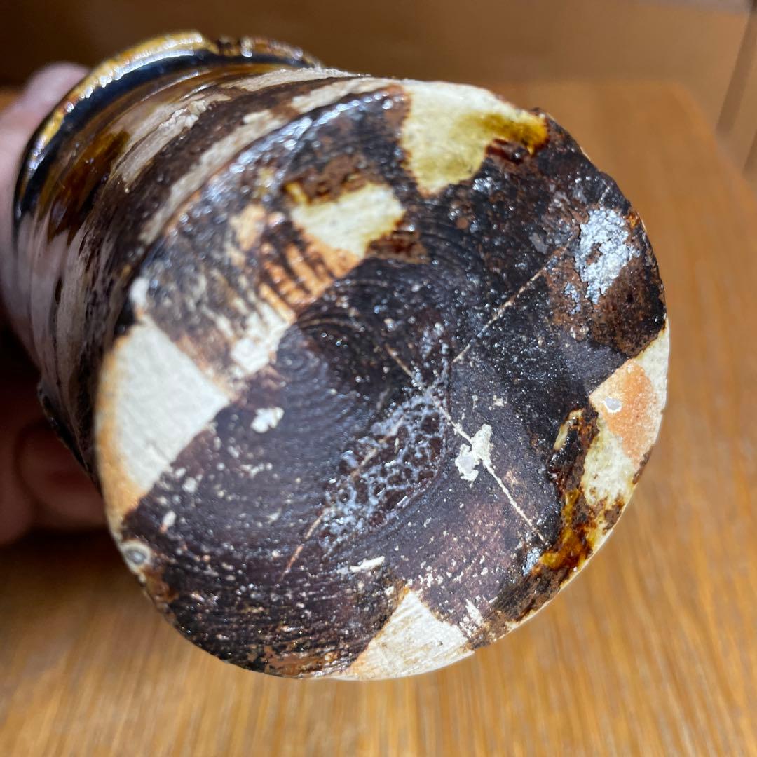 中島勝乃利　飴釉織部徳利　箱なし