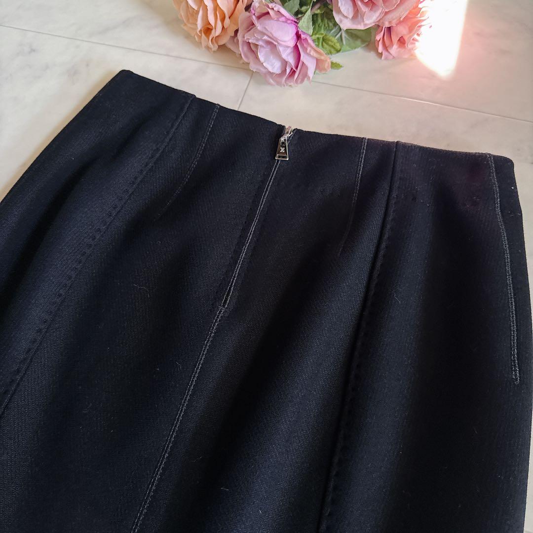 美品★LOUIS VUITTON タイトスカート ブラック LVロゴプル 34