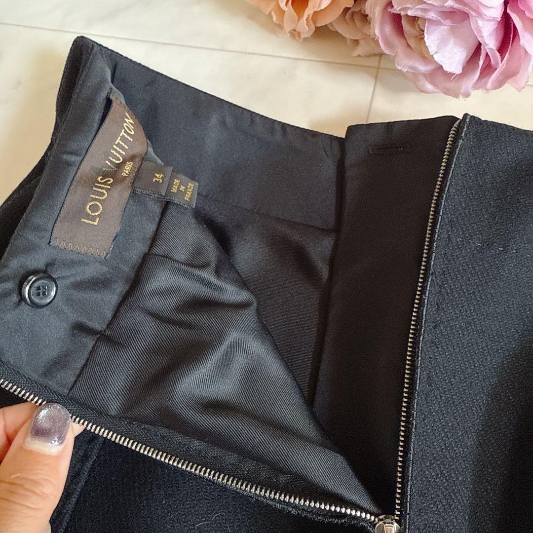美品★LOUIS VUITTON タイトスカート ブラック LVロゴプル 34