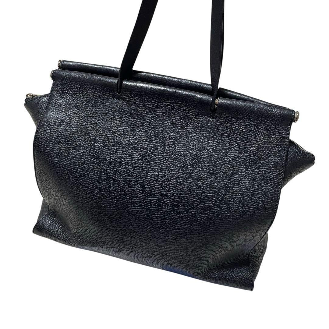 マウロゴヴェルナ A4 トートバッグ ハンドバッグ ブラック 本革 シボ革