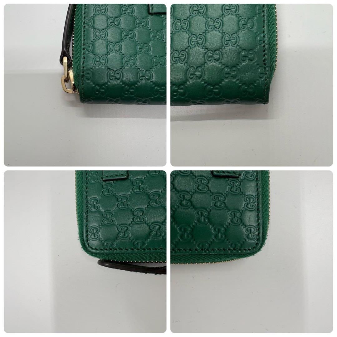 【極美品】グッチ マイクログッチシマ ケース レザー グリーン レディース